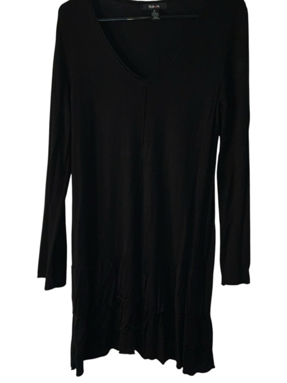 Style & Co. Black V-Neck Long Sleeve Top